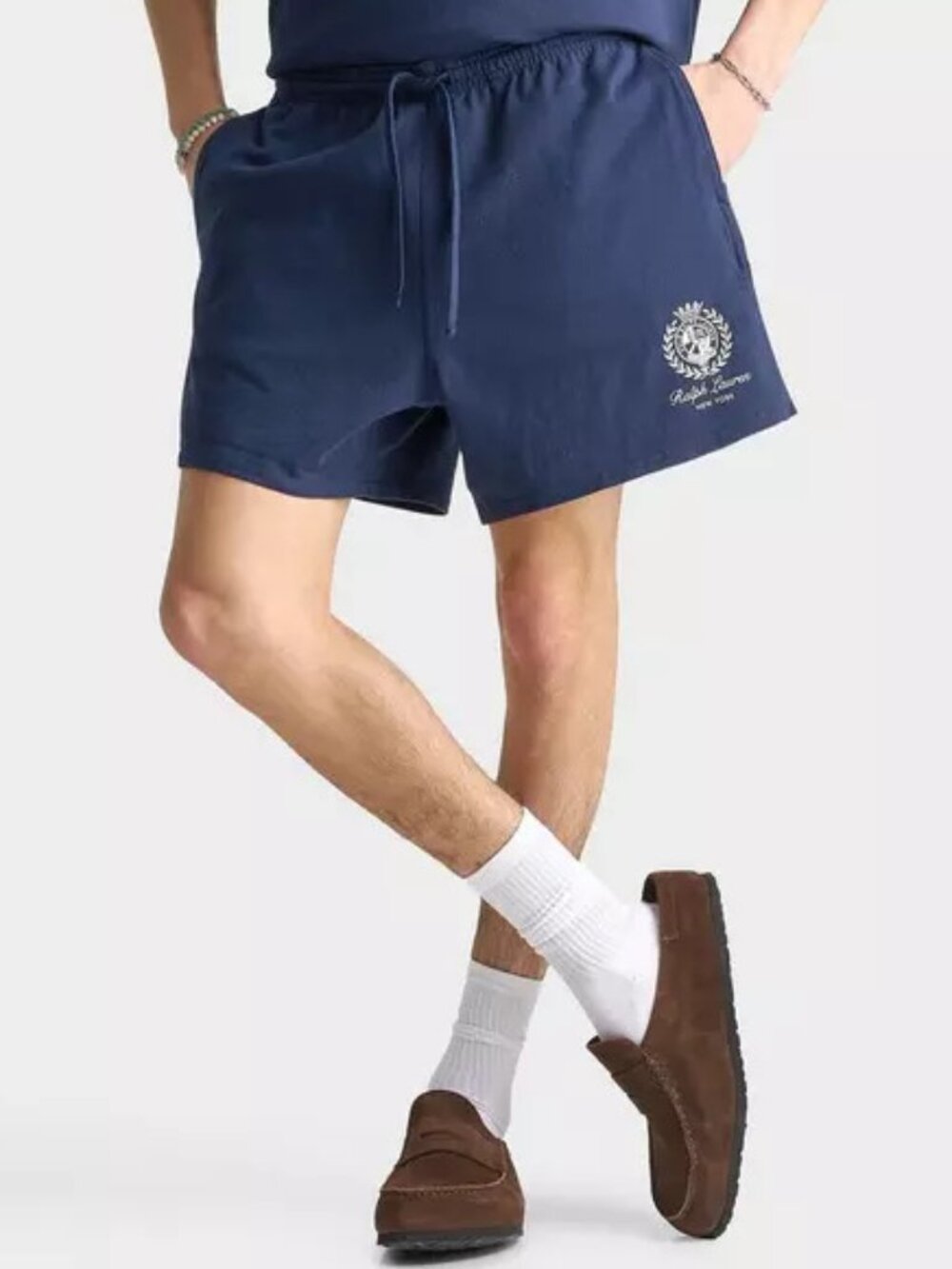 Men's Polo Ralph Lauren Script Crest Logo 5" Jersey Shorts - Newport Navy